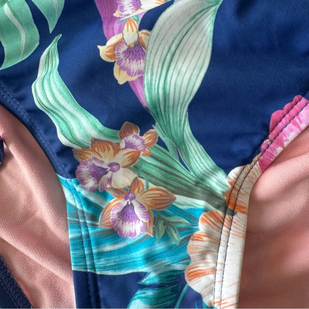 Hobie Floral Side Tie Bikini Bottom NWT size XS Blue Tropical Hipster‎ Swimsuit